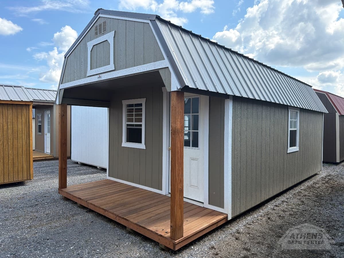 12x24 Lofted Barn Cabin — Clay walls · Barn White trim · Charcoal roof