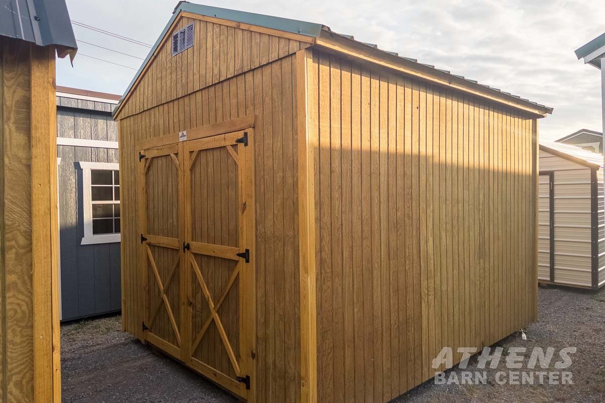 10x12 Utility - 8' Walls — Honey Gold walls · Honey Gold trim · Hunter Green roof