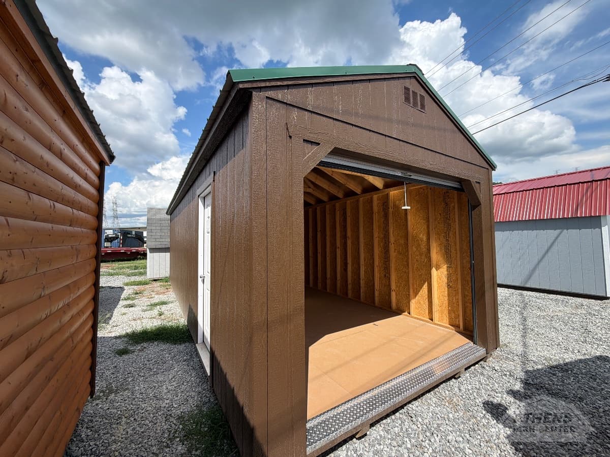 12x28 Utility (8 FT Walls), brown walls · brown trim · hunter green roof, in stock in Athens