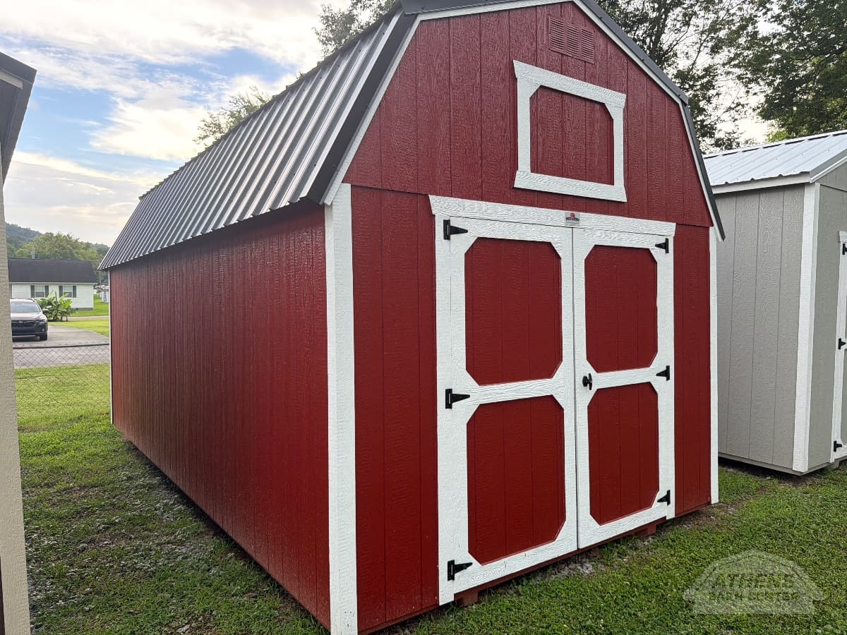 10x20 Painted Lofted Barn — Rustic Red walls · Barn White trim · Black roof