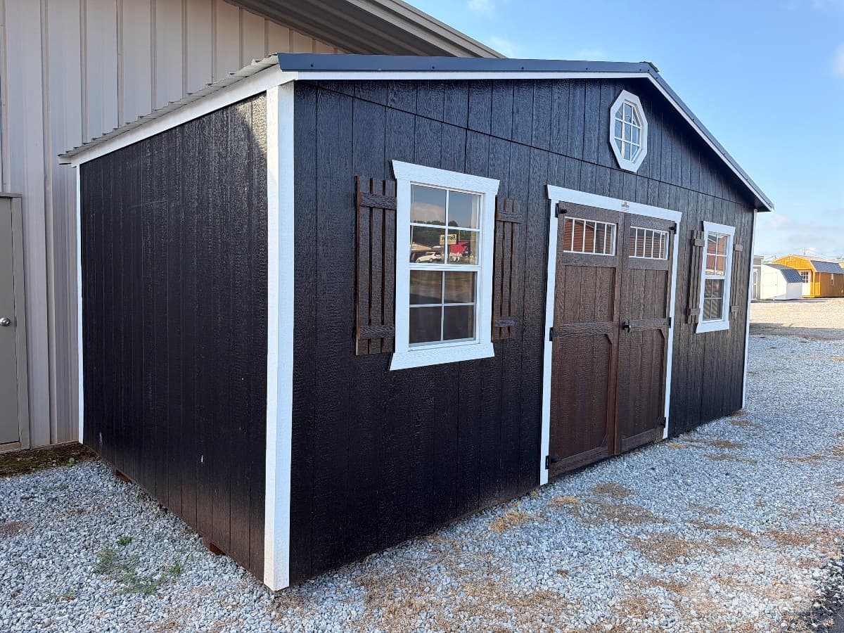 10x20 Backyard Outfitters — Black walls · Barn White trim · Black roof