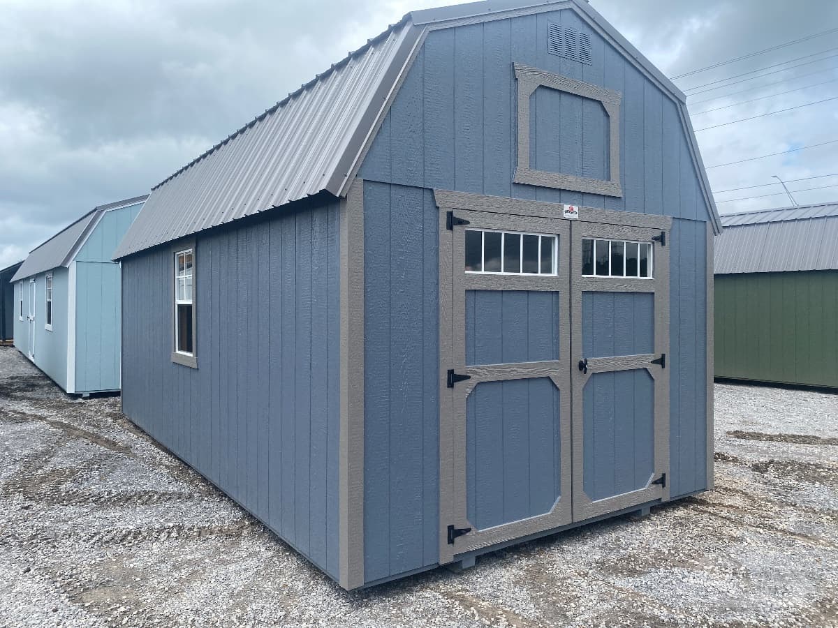 10x20 Lofted Barn — Gibraltar walls · Gauntlet Gray trim · Charcoal roof