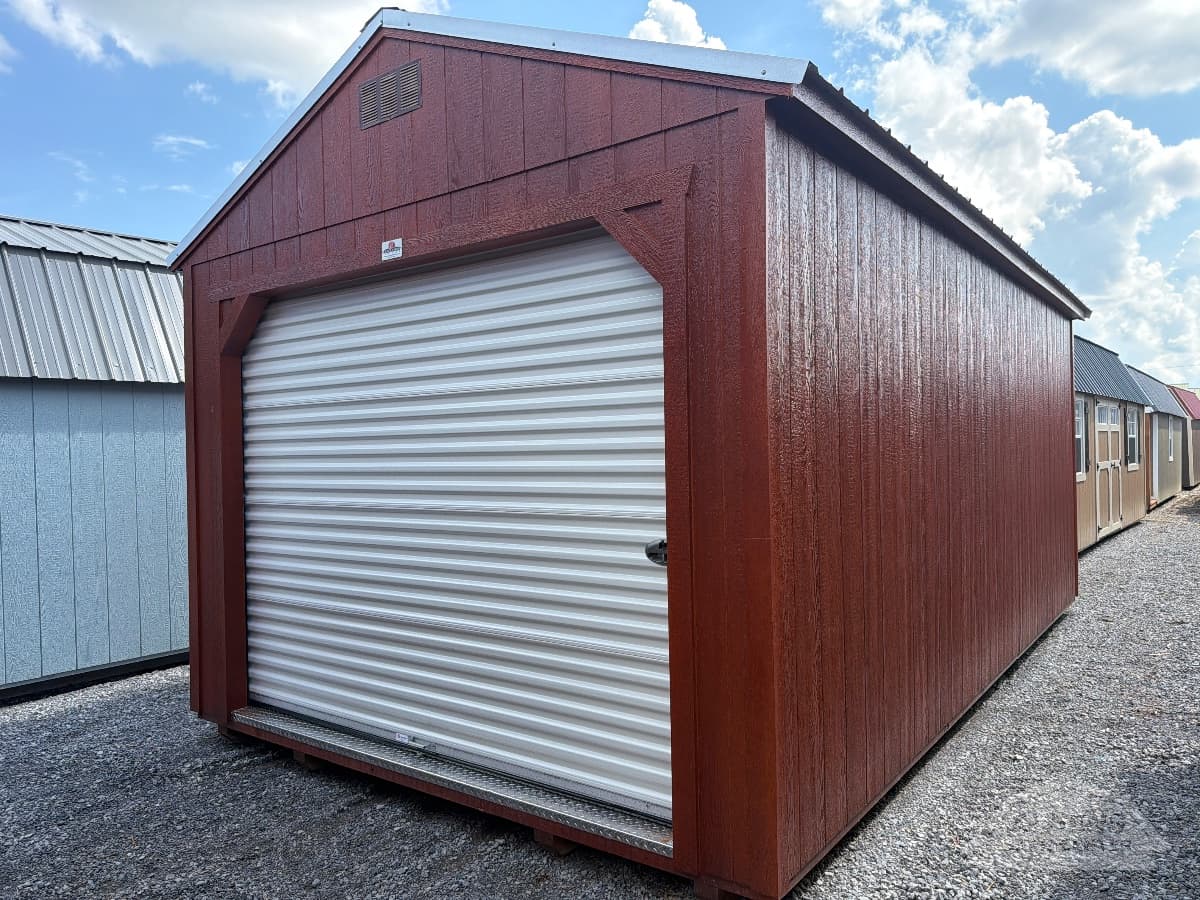 12x20 Utility - 8' Walls — W. Mahogany walls · W. Mahogany trim · Galvalume / Silver roof
