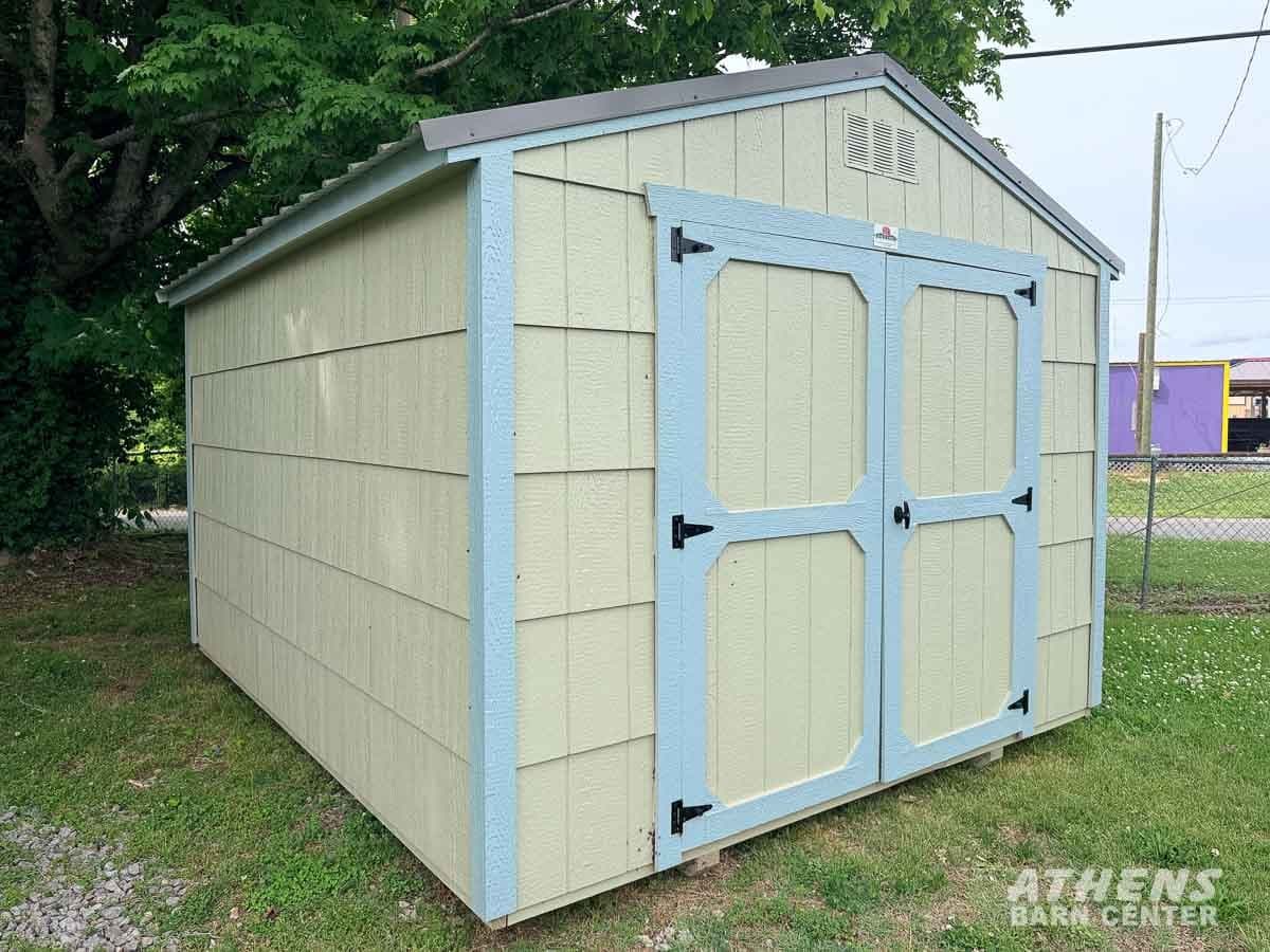 10x12 Economy Utility — Eaglet Beige walls · Breezy trim · Charcoal roof