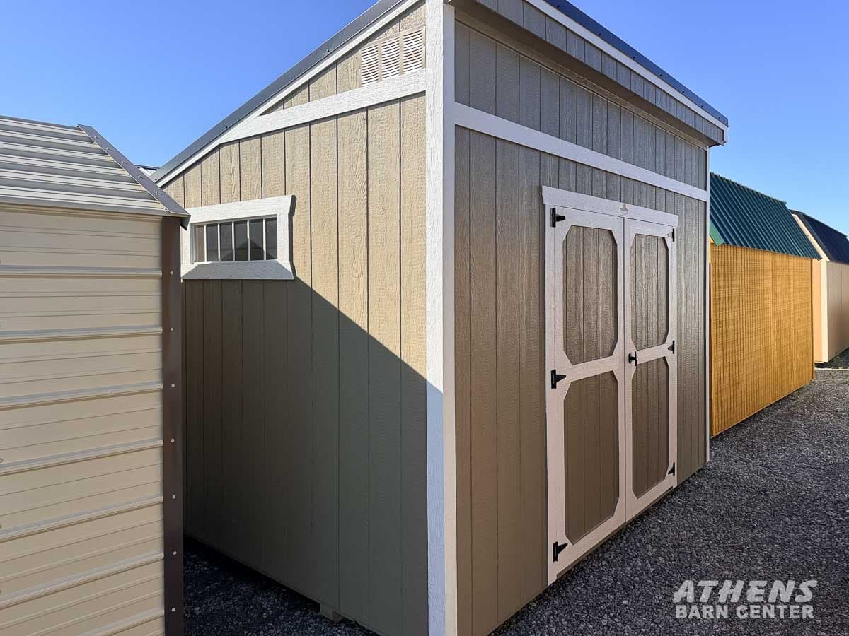 10x12 Single Slope — Clay walls · Barn White trim · Black roof