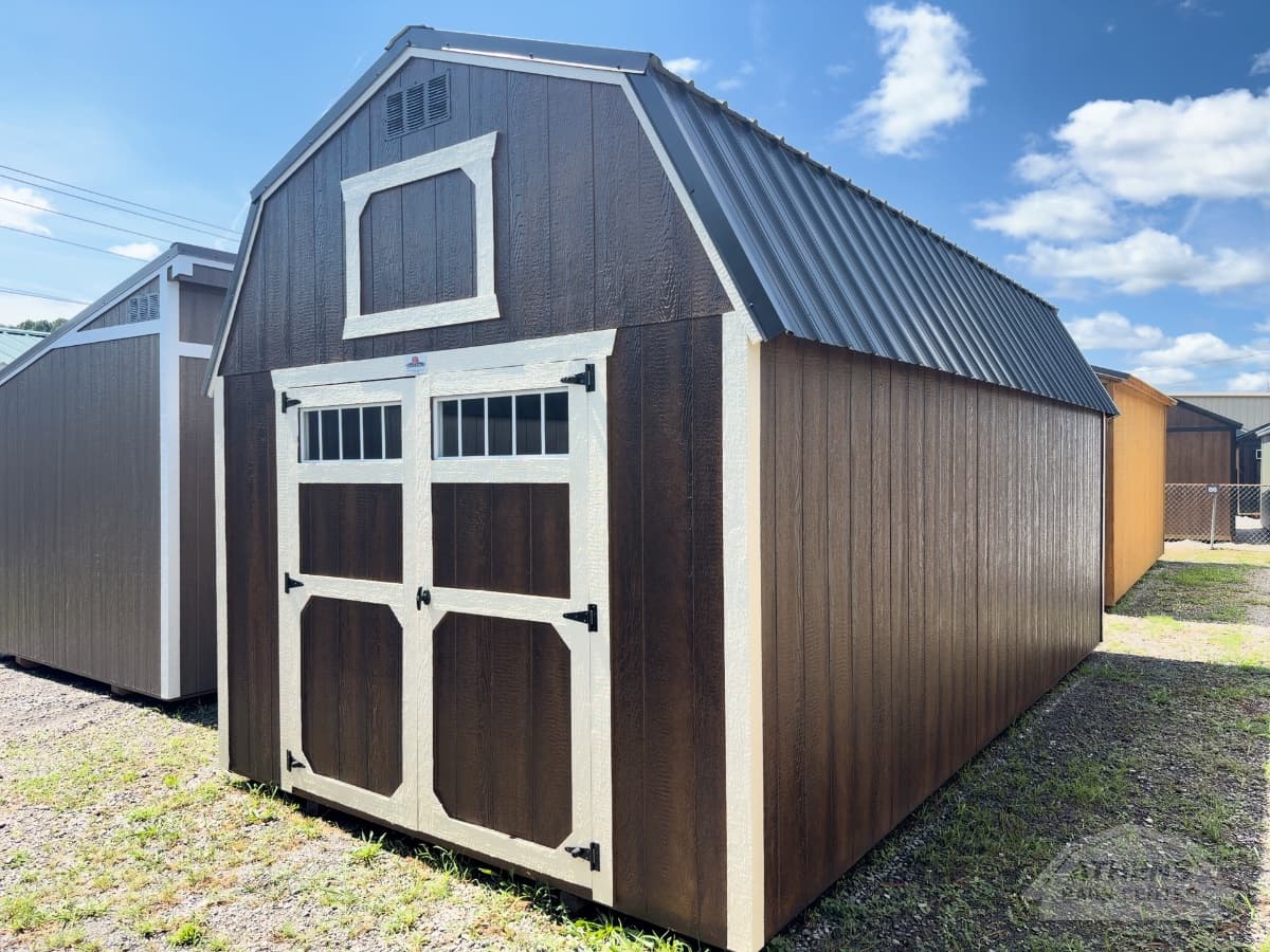 10x20 Wilderness Lofted Barn, w. chestnut walls · beige trim · black roof, in stock in Athens