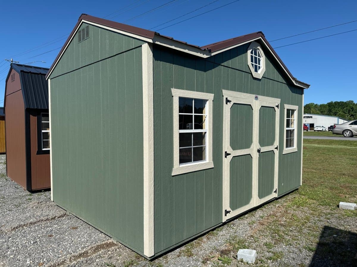 10x16 Dormer (Utility) — Rosemary walls · Navjo trim · Brown roof
