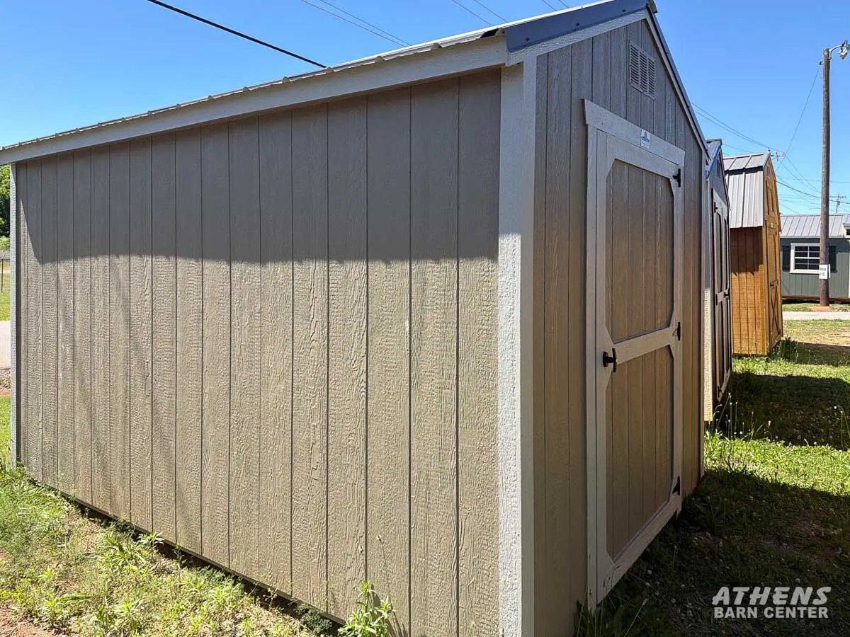 An 8x12 utility shed on the Athens Barn Center lot