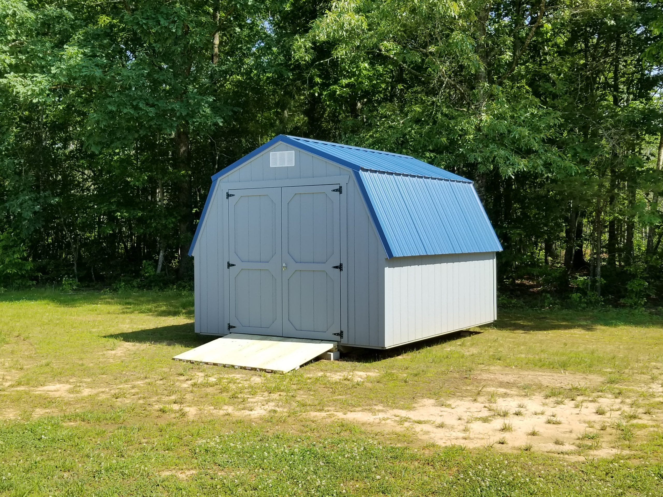 10x16 Painted Barn with Gallery Blue Roof